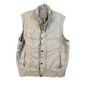 Eddie Bauer Sport Mens XL Khaki Tan Ripstop Utility Fishing Travel Vest Vented